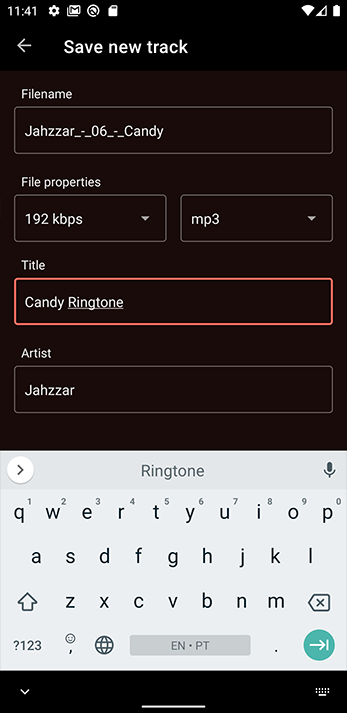 Name your new ringtone